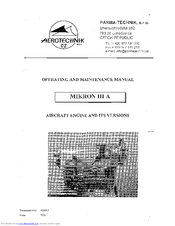 PARMA-TECHNIK MIKRON III A Operating And Maintenance Manual
