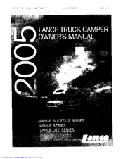 Lance Lance Slideout 2005 Series Owner's Manual
