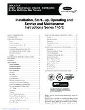 Carrier 58DLX Installation, Start-Up, Operating And Service And Maintenance Instructions