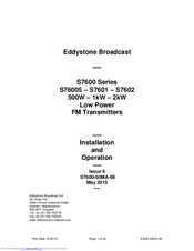 Eddystone S7605 Installation And Operation Manual