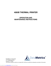 DataMetrics 4080B Operation And Maintenance Instructions