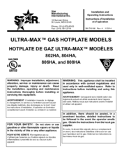 Star Manufacturing International ULTRA-MAX 806HA Installation And Operating Instructions Manual