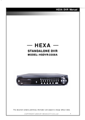 HEXA STANDALONE DVR HSDVR-3308A Instruction Manual