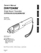 Craftsman 315.111810 Owner's Manual