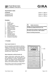 Gira Touch Sensor 2 plus Installation Instructions Manual