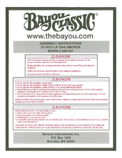 Bayou Classic 601 Assembly Instructions Manual