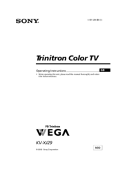 Sony FD Trinitron WEGA KV-XJ29 Operating Instructions Manual
