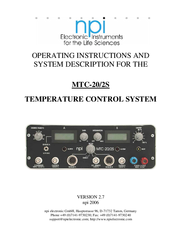 NPI MTC-20/2S Operating Instructions And System Description