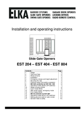 Elka EST 204 Installation And Operating Instructions Manual