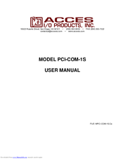 Acces PCI-COM-1S User Manual