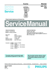 Philips HR 1731 Service Manual