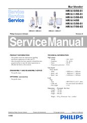Philips HR1610/00-01 Service Manual