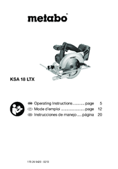 Metabo KSA 18 LTX Operating Instructions Manual
