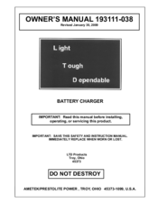 AMETEK/PRESTOLITE POWER 193111-038 Owner's Manual