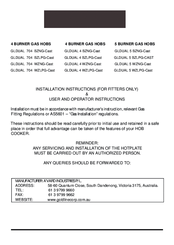 Goldline GLDUAL 4 WZNG-Cast Installation Instructions & Use & Care Manual