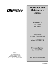 USFilter FlowMAX FM Series Operation And Maintenance Manual