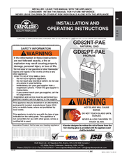 Napoleon GD82NT-PAE Installation And Operating Instructions Manual