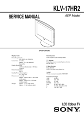 Sony WEGA KLV-17HR2 Service Manual