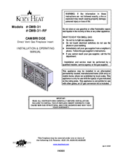 kozy heat CAMBRIDGE CMB-31-RF Installation & Operating Manual