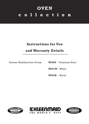 Kleenmaid TO82B Instructions For Use And Warranty Details
