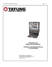 Tatung TDR-22 Series Installation And Operation Manual