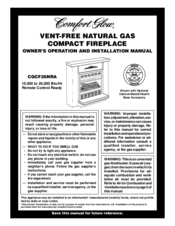 Comfort Glow CGCF26NRA Owner's Operation And Installation Manual