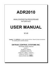ONTRAK ADR2010 User Manual