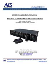 Alba Fiber Systems AFS6000 Series Installation & Operation Instructions
