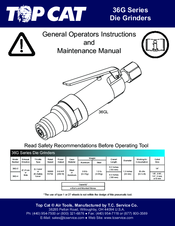 TOP CAT 36G-2 General Operators Instructions And Maintenance Manual