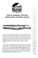 M.T.H. E-8 DIESEL ENGINE Operating Instructions Manual