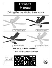 Monte Carlo Fan Company 5WS52XXD-L Series Installation Instructions Manual
