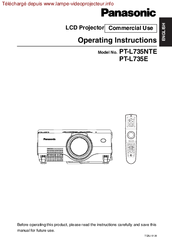 Panasonic PT-L735NTE Operating Instructions Manual