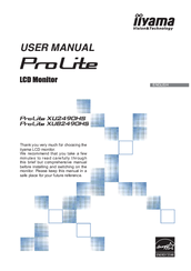 Iiyama ProLite XU2490HS User Manual