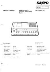 Sanyo TRC-8800 - Cassette Transcriber Service Manual