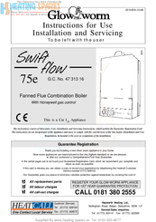 Glow-worm swift flow 75e Instructions For Use Installation And Servicing