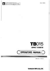 Takeuchi TB015 Operator's Manual