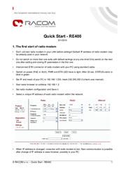 RACOM ECONOMY RE400 Quick Start