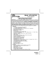 Prestige Platinum APS-590TWC Owner's Manual