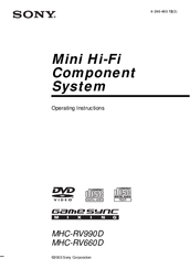 Sony MHC-RV660D Operating Instructions Manual