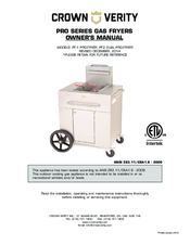 CROWN VERITY PF2 DUAL PRO-FRYER Owner's Manual