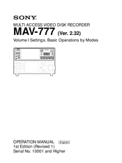 Sony MAV-777 Operation Manual