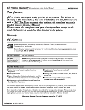 GE WPSE7003A Owner's Manual