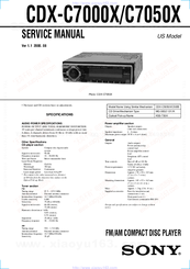 Sony CDX-C7050X Product Guide Service Manual
