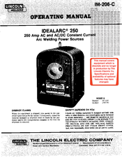 Lincoln Idealarc AC-250 Operating Manual