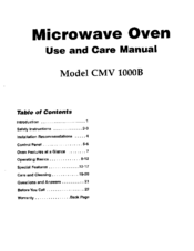 Maytag CMV 1000B Use And Care Manual