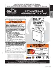 Napoleon HDX40NT-1 Installation And Operating Instructions Manual
