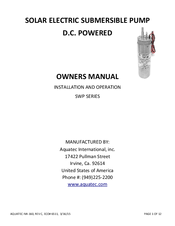 Aquatec SWP 6000 Owner's Manual