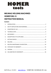 Homer MG-15 Instruction Manual