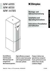 Dimplex SIW 6TES Installation And Operating Instructions Manual