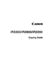 Canon iR3300 Copying Manual